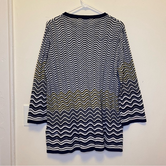 MISSONI Zigzag Pattern Fine Knit Lightweight Sweater Blouse Metallic Gold XXL 12 - Picture 8 of 13